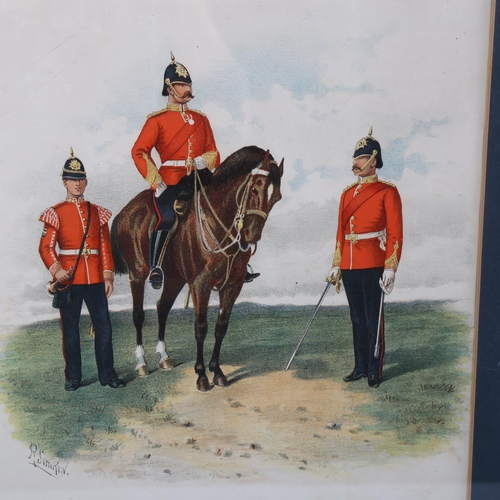 2101 - R Simkin, pair of 19th century colour prints, studies of military uniform, 30cm x 24cm, framed