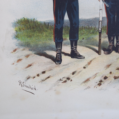 2101 - R Simkin, pair of 19th century colour prints, studies of military uniform, 30cm x 24cm, framed