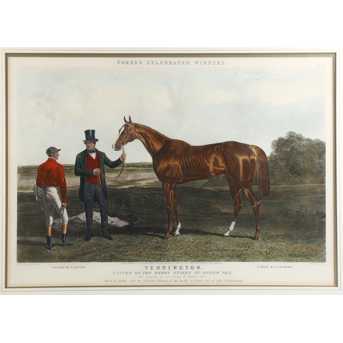 2105 - J Harris, after J F Herring, hand coloured engraving, Teddington, winner of Derby Stakes at Epsom 18... 