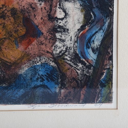 2107 - Lynn Woodward, coloured etching, Reflections, 1964, signed in pencil, plate size 9