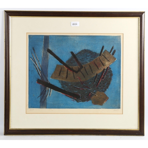 2111 - Henri Goetz (1909 - 1989), etching/aquatint, abstract, signed in pencil, no. 40/50, image 34cm x 43c... 