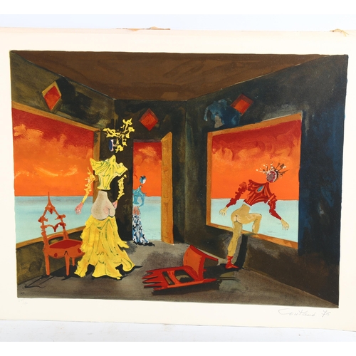 2116 - Lucien Coutaud (1904 - 1977), original lithograph, surrealist interior, signed in pencil, dated '76,... 