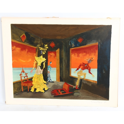 2116 - Lucien Coutaud (1904 - 1977), original lithograph, surrealist interior, signed in pencil, dated '76,... 