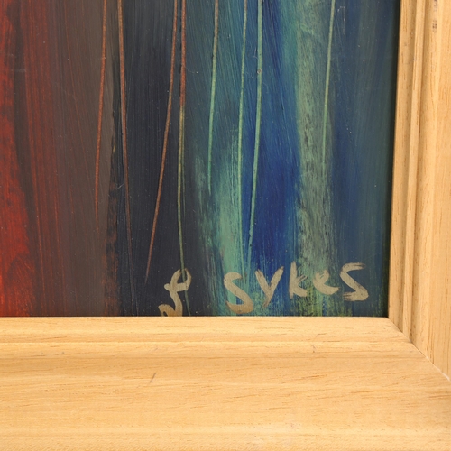 2126 - S Sykes, oil on board abstract, 52cm x 80cm, framed