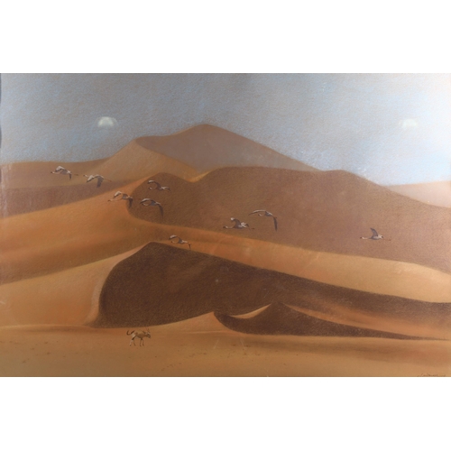 2131 - Kim Donaldson, coloured pastels, sand dunes, signed, 64cm x 94cm, framed