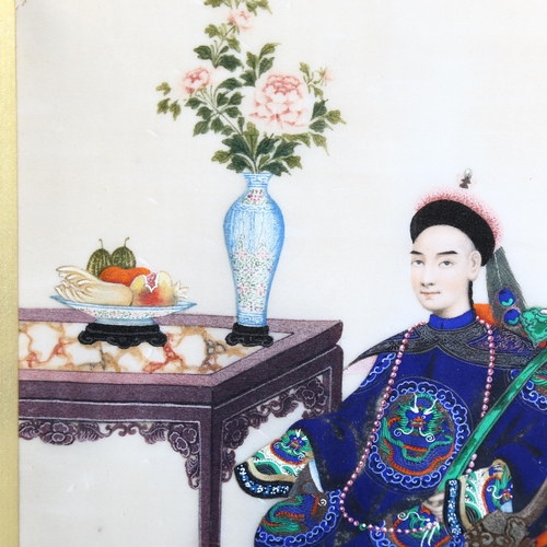 2137 - A pair of 19th century Chinese watercolours on paper, court portraits, 22cm x 16cm, framed