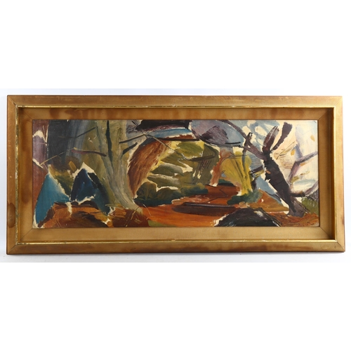 2144 - After Ivon Hitchens, print, Edge Of A Wood, circa 1950, image 34cm x 90cm, framed