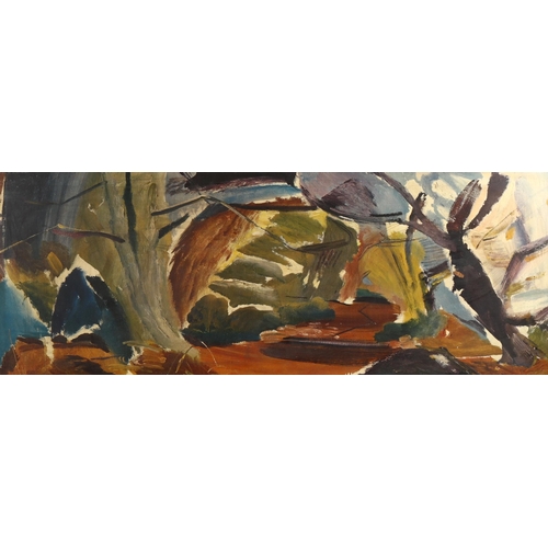 2144 - After Ivon Hitchens, print, Edge Of A Wood, circa 1950, image 34cm x 90cm, framed