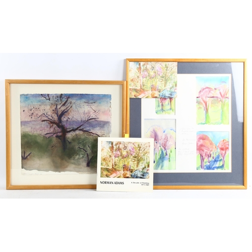 2147 - Norman Adams (1927 - 2005), triptych of watercolours, studies of olive trees in Provence, signed wit... 