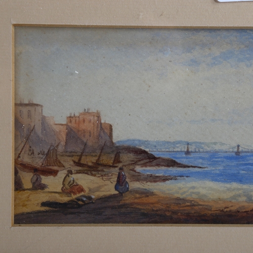 2150 - John Varley (1770 - 1842), watercolour, Brighton Chain Pier, signed, 11cm x 27cm, framed