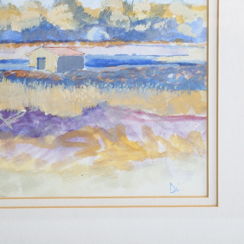 2160 - Diana Boyd, watercolour, landscape Languedoc, 16cm x 25cm, framed