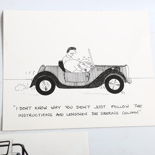 2164 - 5 original ink cartoon drawings, from Alternative Cars and Kit Car magazines, including Steve Kirk, ... 