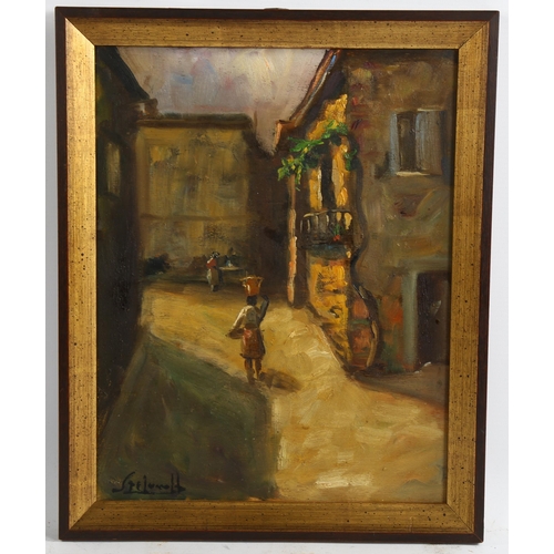 2174 - Demetrio Stefanoff (XX), oil on board, The Water Carrier, signed, 29.3cm x 23cm, framed