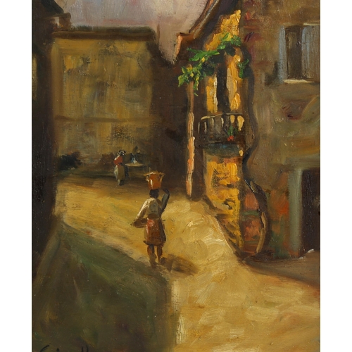 2174 - Demetrio Stefanoff (XX), oil on board, The Water Carrier, signed, 29.3cm x 23cm, framed