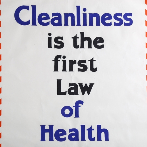 2176 - Original 1930’s Health Education Poster, Cleanliness is the First Law of Health, 75cm x 50cm, mounte... 