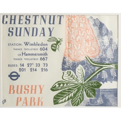 2178 - Edward Bawden (1903-1989), original colour lithograph poster on paper, Chestnut Sunday, 24.5cm x 31c... 