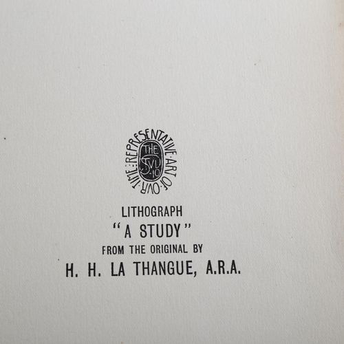 2192 - H H La Thangue, original lithograph, A Study, published by The Studio, image 30cm x 23cm, unframed