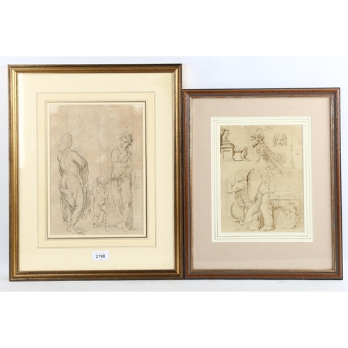 2198 - 2 x 19th century prints, Classical studies, largest 30cm x 22cm, framed (2)