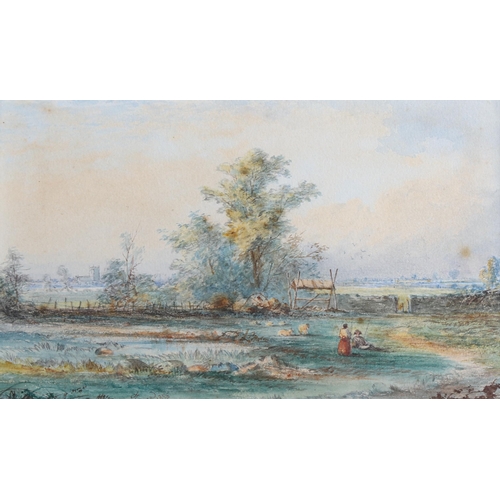 2202 - A pair of 19th century watercolours, extensive landscapes, indistinctly signed, 5.5