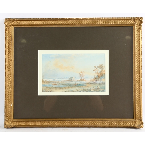 2202 - A pair of 19th century watercolours, extensive landscapes, indistinctly signed, 5.5