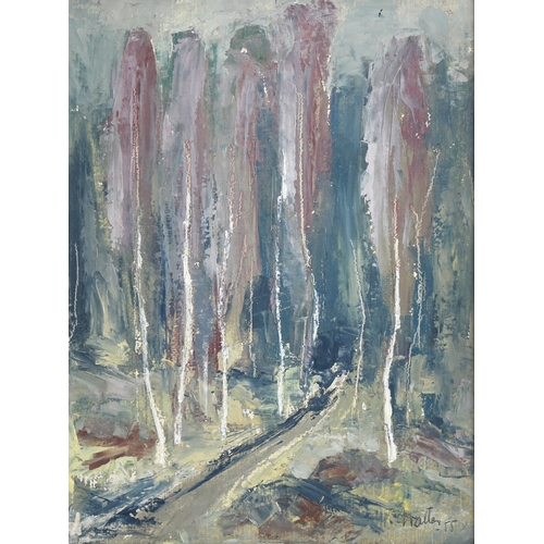 2204 - Mid-20th century European School, oil on board, woodland scene, indistinctly signed and dated '58, 3... 