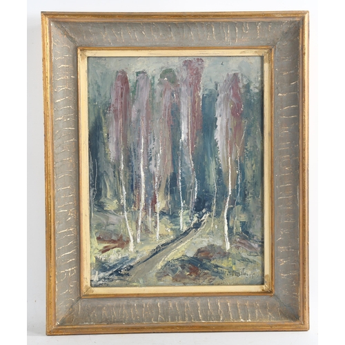 2204 - Mid-20th century European School, oil on board, woodland scene, indistinctly signed and dated '58, 3... 