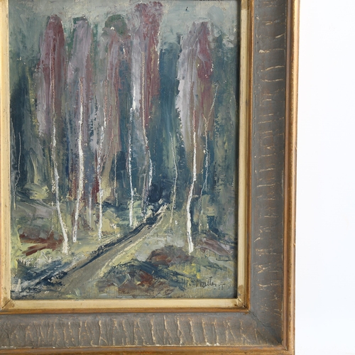 2204 - Mid-20th century European School, oil on board, woodland scene, indistinctly signed and dated '58, 3... 