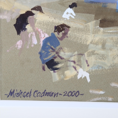 2208 - Michael Cadman (1920 - 2010), 2 watercolours, beach scene 2000, 20cm x 27cm, and cattle 1953, 27cm x... 