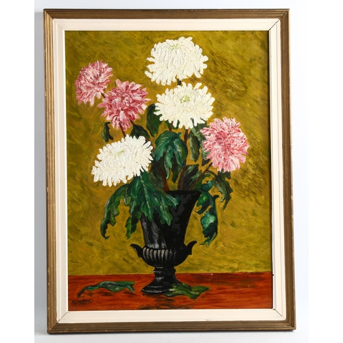 2213 - M Harvey, mid-20th century oil on board, still life, signed and dated 1963, 61cm x 45cm, framed