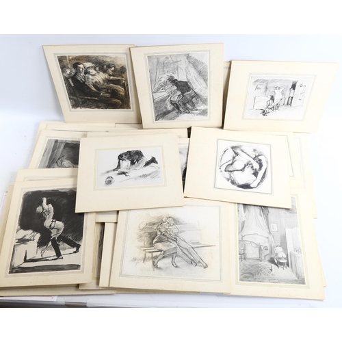 2220 - Nikolaus Vadasz (Hungarian, 1884 - 1927), Frisson - a folio of 35 erotic drawings, some signed and d... 