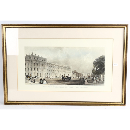 2225 - 3 x 19th century hand coloured engravings, views of London, image 23cm x 39cm, framed (3)