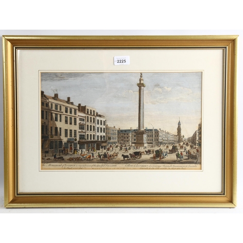 2225 - 3 x 19th century hand coloured engravings, views of London, image 23cm x 39cm, framed (3)