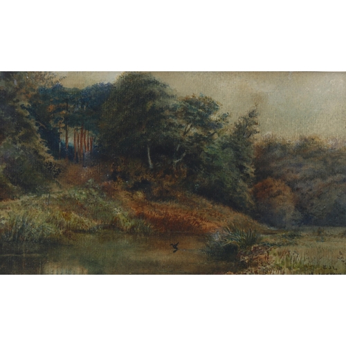 2229 - 2 x 19th century watercolours, both indistinctly signed, largest 12cm x 21cm, framed (2)