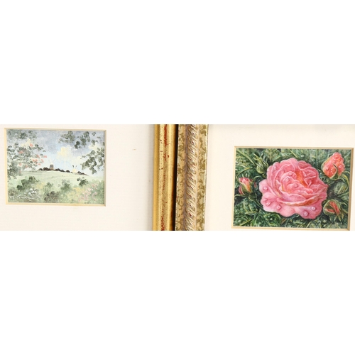 2233 - 4 miniature watercolour paintings, including a floral study by Barbara Valentine, framed (4)