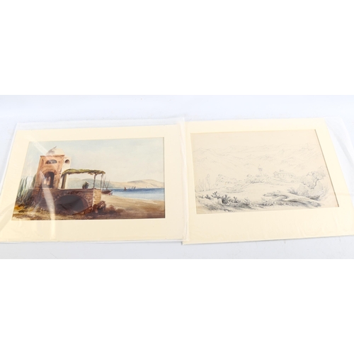 2235 - Lady E S Sharpe, folder of 19th century watercolour and drawings