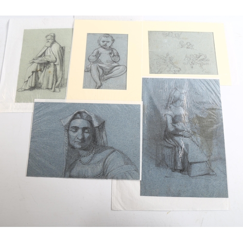 2236 - A folder of mid-19th century chalk/pencil Classical drawings