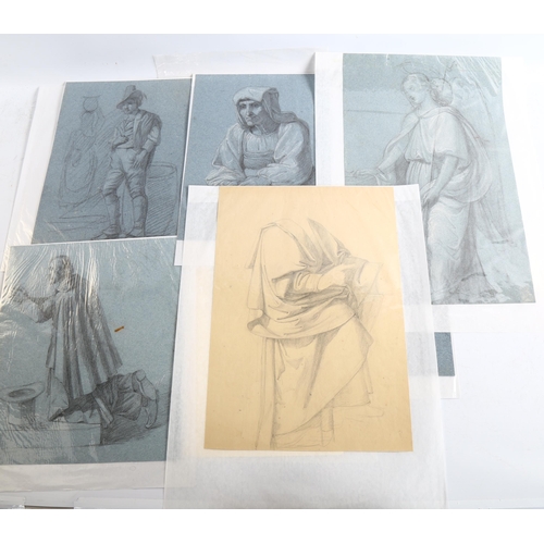 2236 - A folder of mid-19th century chalk/pencil Classical drawings