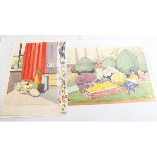 2237 - Alethia De Tessier, folder of early 20th century watercolours and drawings