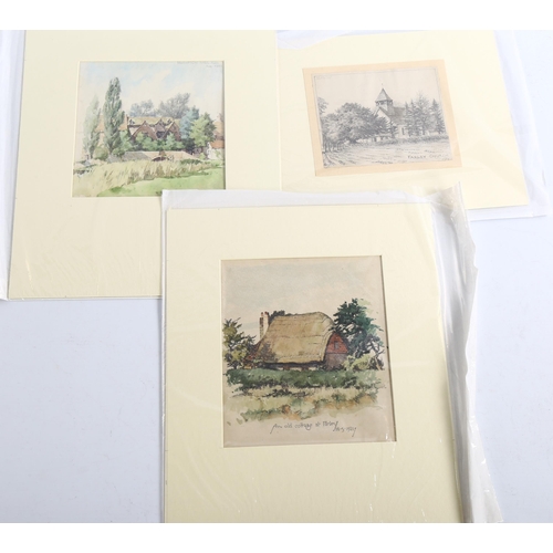 2239 - Hubert Williams, folder of mid-20th century watercolours and drawings