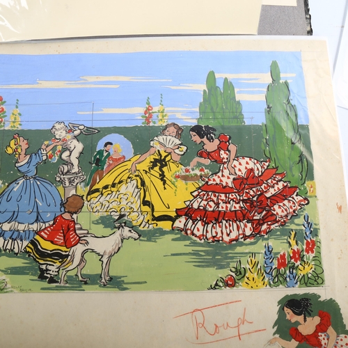 2240 - Molly Bailie, folder of watercolour children's illustrations, circa 1920s