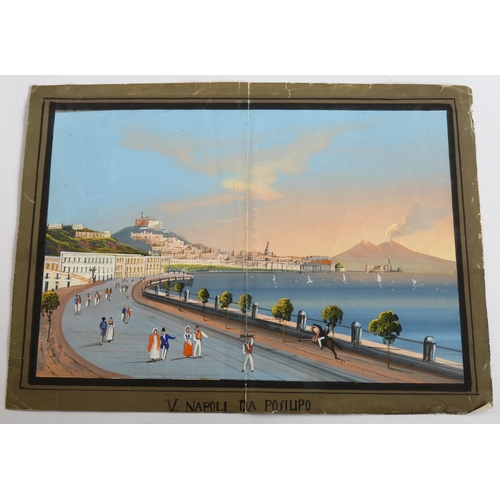 2241 - 19th century Neopolitan School, gouache, Napoli Da Posilipo, image 16cm x 24cm, unframed