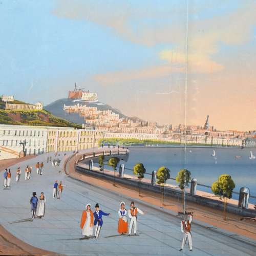 2241 - 19th century Neopolitan School, gouache, Napoli Da Posilipo, image 16cm x 24cm, unframed