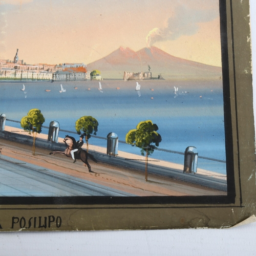 2241 - 19th century Neopolitan School, gouache, Napoli Da Posilipo, image 16cm x 24cm, unframed