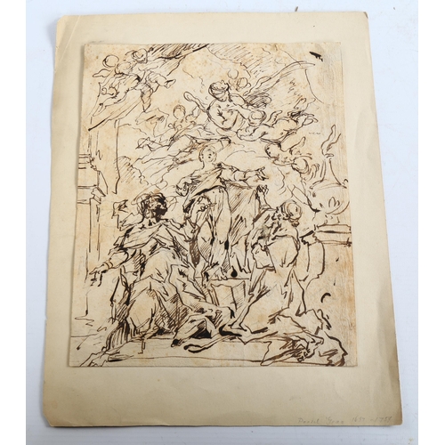 2242 - Old Master style pen and ink on laid paper, Classical composition, unsigned, sheet size 24.5cm x 20c... 