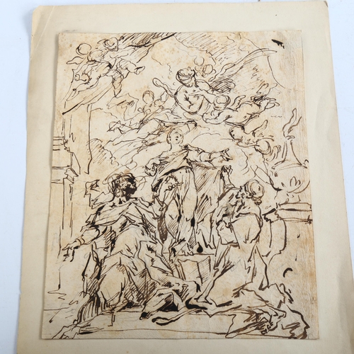 2242 - Old Master style pen and ink on laid paper, Classical composition, unsigned, sheet size 24.5cm x 20c... 