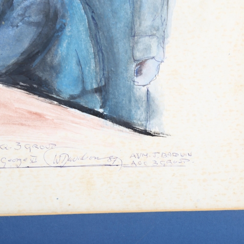 2246 - W Davidson, watercolour, study of HM King George VI with Air Marshall Sir Richard Pirse, 1941, 32cm ... 