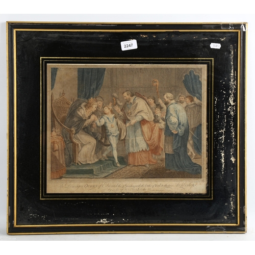 2247 - Bartolizzi, coloured engraving, The Dowager Queen, image 27cm x 36cm, framed