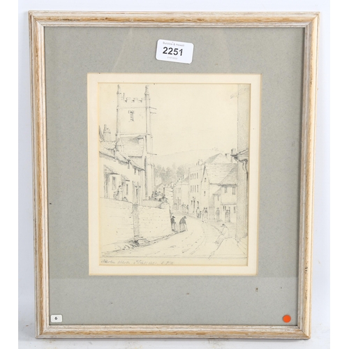 2251 - Sir Francis Chantry RA (1781 - 1842), pencil street scene in Newton Abbot, 1821, 19cm x 16cm, framed