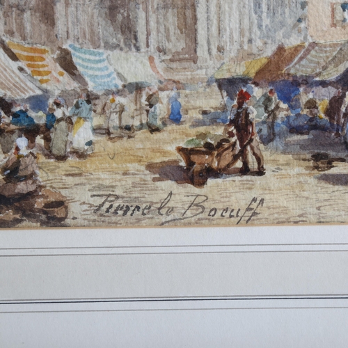 2255 - Pierre Le Boeuff, pair of watercolours, Lausanne and Lisieux, 28cm x 37cm, framed