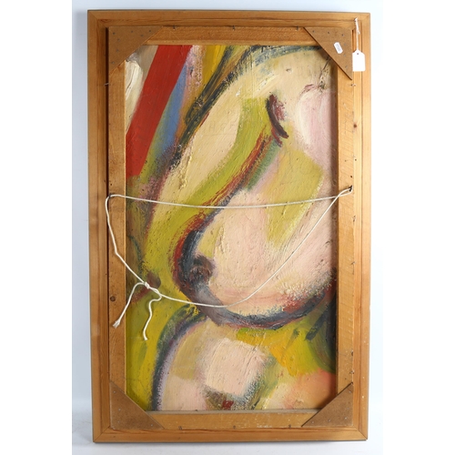 2261 - Contemporary oil on board, abstract still life, unsigned, 89cm x 54cm, framed